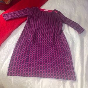 Lilly Pulitzer dress blue pink shoes heels pockets buttons- xs - like popover